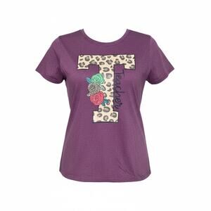Teacher Leopard Floral T Shirt Women’s Large Purple Short Sleeve Graphic Tee